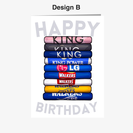 A birthday card with a stack of colorful tubes, each representing a different brand or product, such as King, King Power, Walkers, and Walkers Crisps. The text "Happy Birthday" is displayed above the stack of tubes.