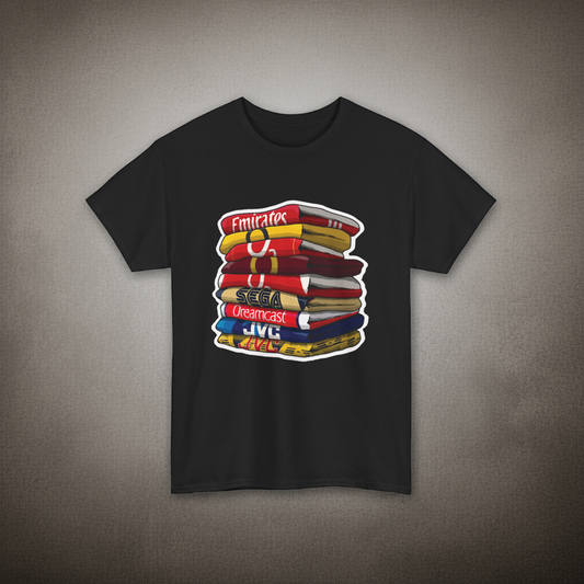 Arsenal Football Club Shirt Stack T-Shirt | KitStax Collection | Retro Football Fan Gift