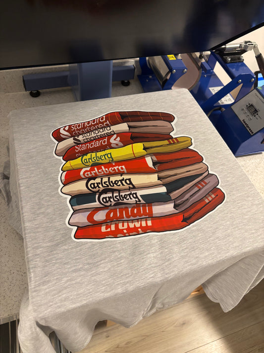 Liverpool Football Club Shirt Stack T-Shirt | KitStax Collection | Retro Football Fan Gift