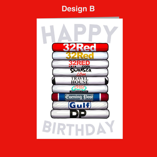 The image is a birthday card with a red background and white text. It features a stack of various colored tubes or tubes, each representing a different company or brand. The text on the tubes reads "32Red", "32Red.com", "SKYSEA", "TRAVEL HOUSE", "Evening Post", "Gulf", and "DP". The text "32Red" is the most prominent, and it is located at the top of the stack. The rest of the text is scattered across the tubes, but it is not as clear or prominent as the "32Red" text.