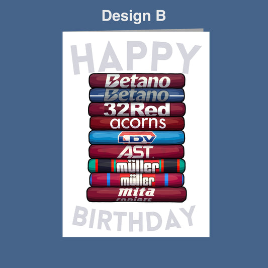 A birthday card with a stack of various colored pencils arranged in a pattern, with the text "Happy Birthday" displayed above the stack.