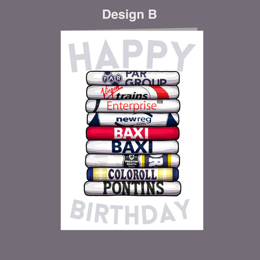 A birthday card with a stack of various colored tubes, each representing a different company or brand, with the text "Happy Birthday" displayed prominently.