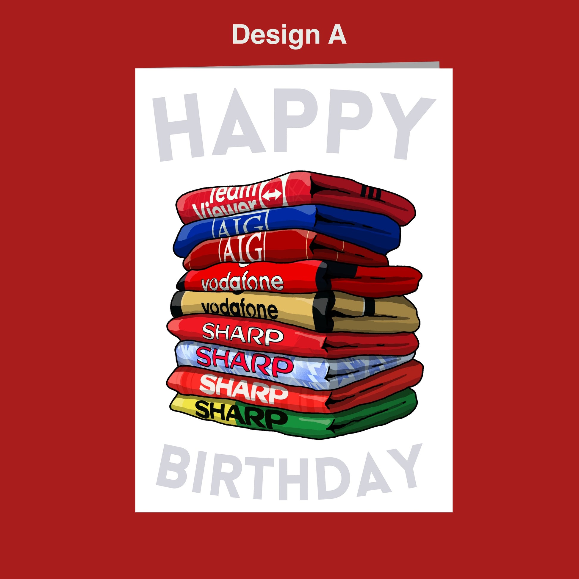 A stack of colorful towels with the text "HAPPY BIRTHDAY" written on them.