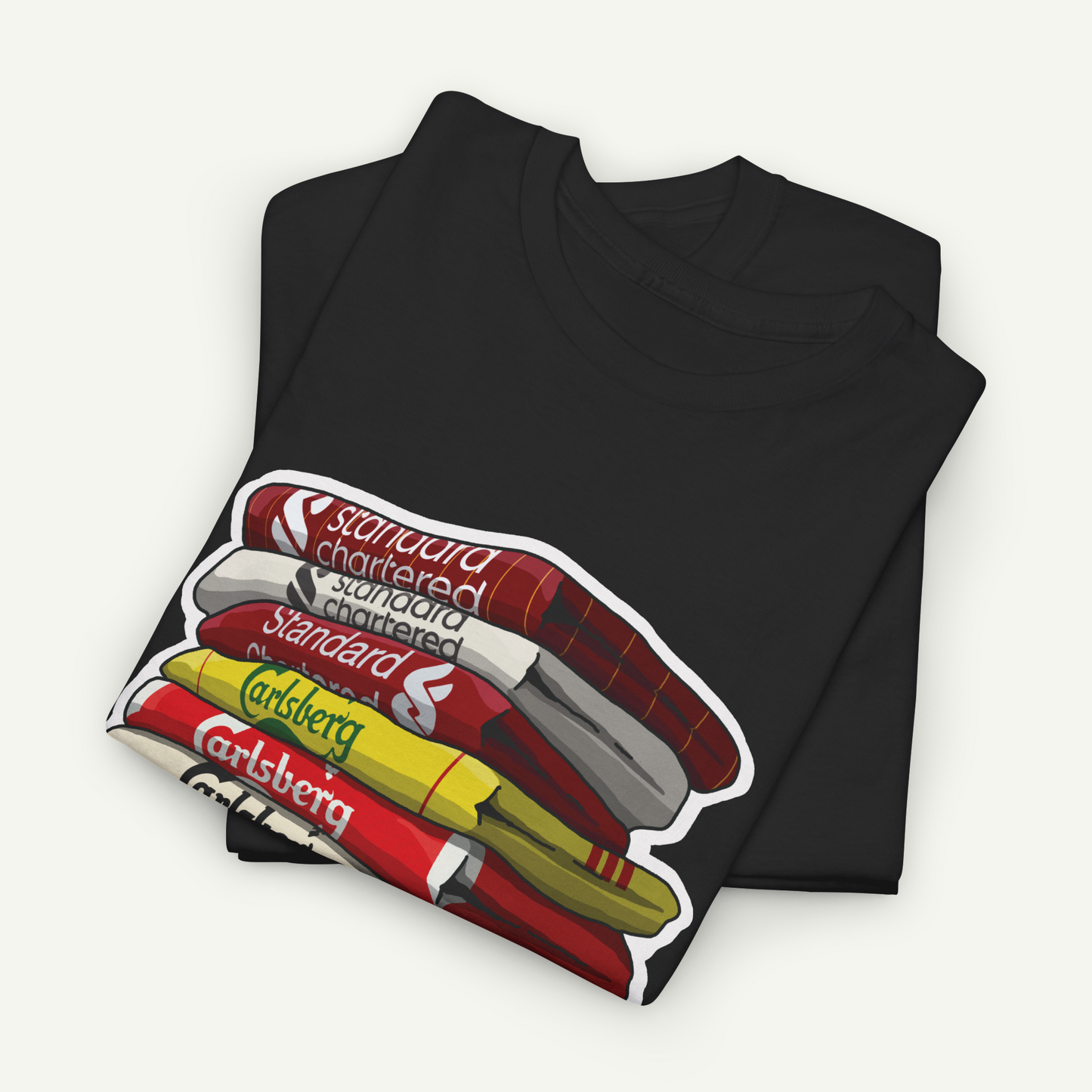 Liverpool Football Club Shirt Stack T-Shirt | KitStax Collection | Retro Football Fan Gift