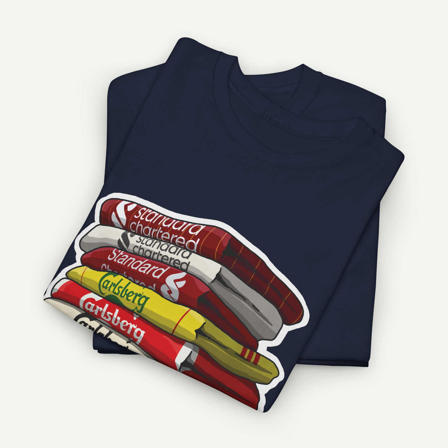 Liverpool Football Club Shirt Stack T-Shirt | KitStax Collection | Retro Football Fan Gift
