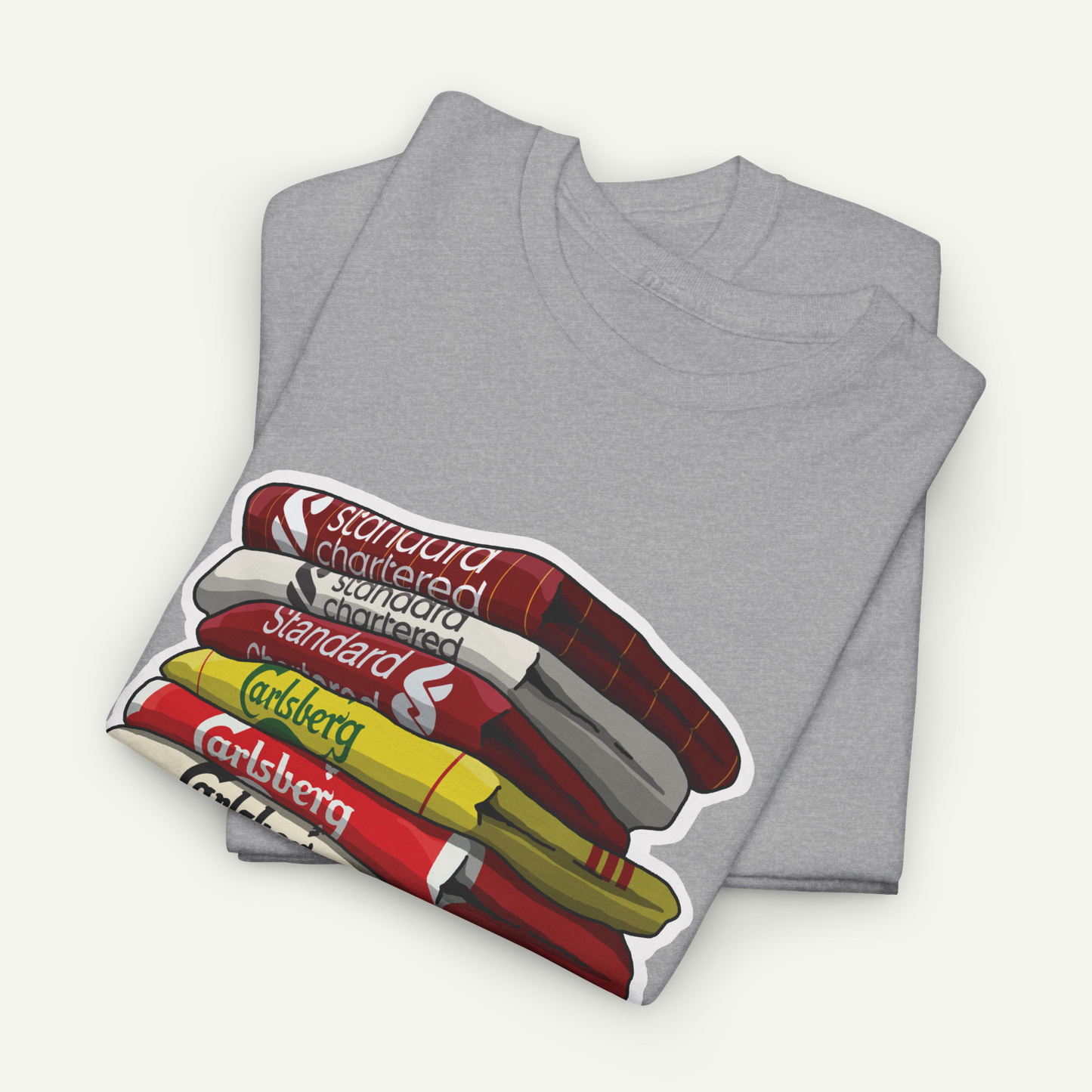 Liverpool Football Club Shirt Stack T-Shirt | KitStax Collection | Retro Football Fan Gift