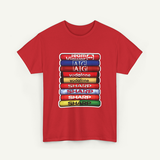 Manchester United Football Club Shirt Stack T-Shirt | KitStax Collection | Retro Football Fan Gift