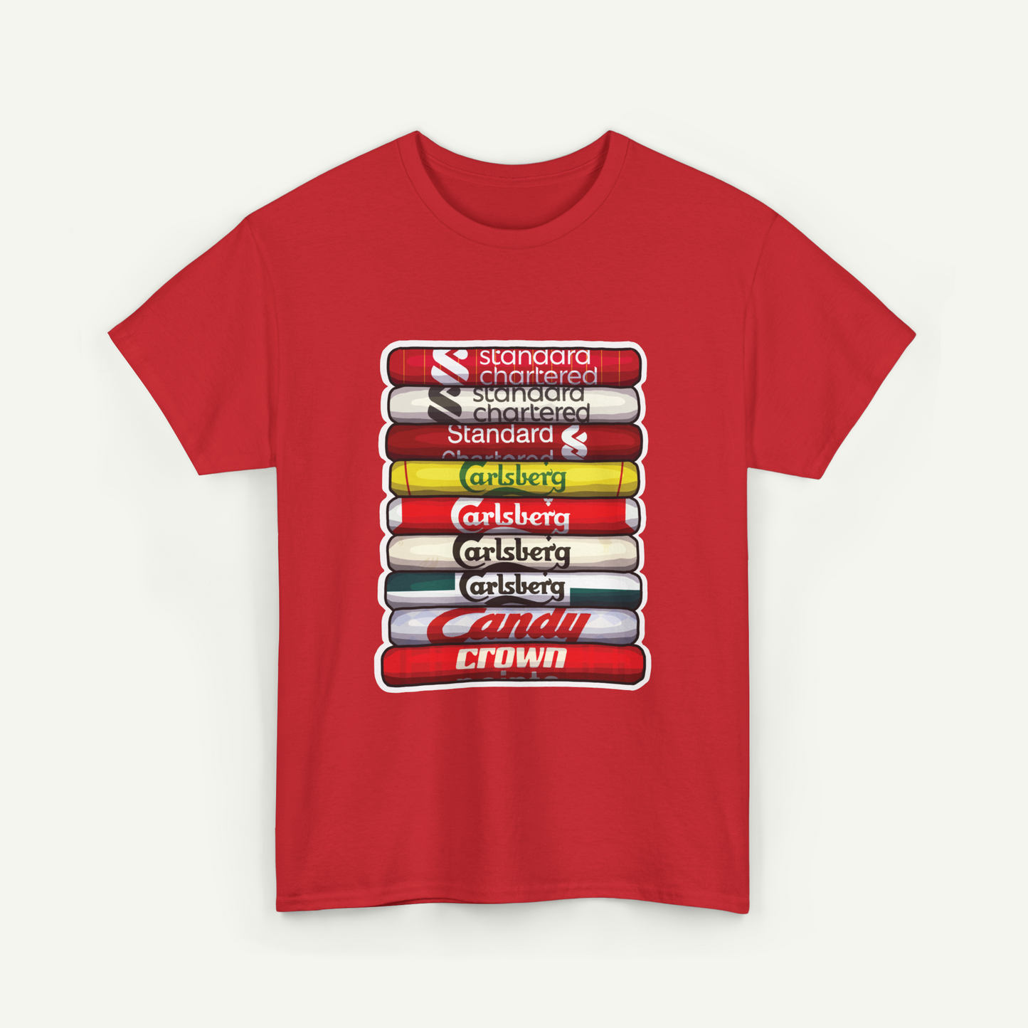Liverpool Football Club Shirt Stack T-Shirt | KitStax Collection | Retro Football Fan Gift