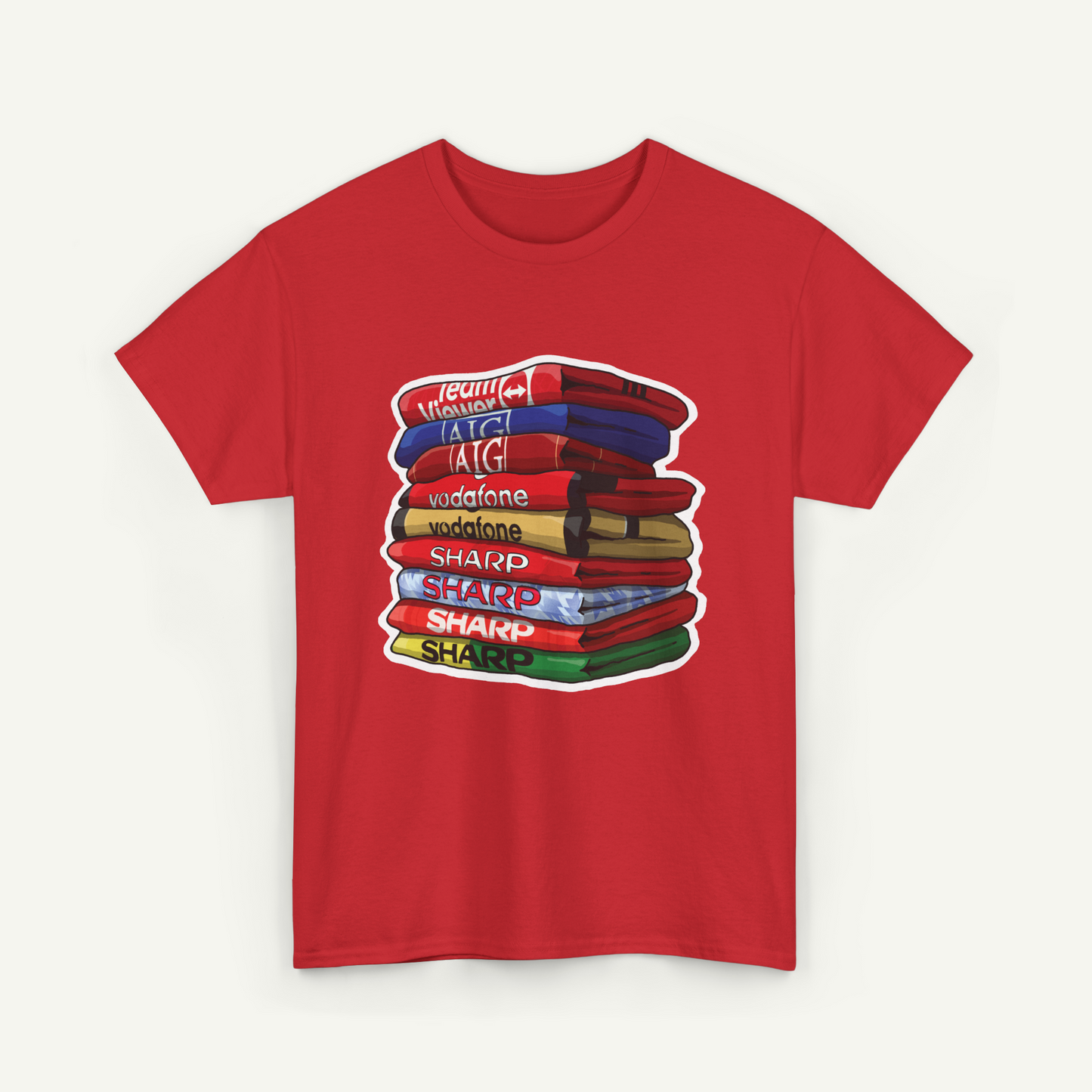 Manchester United Football Club Shirt Stack T-Shirt | KitStax Collection | Retro Football Fan Gift