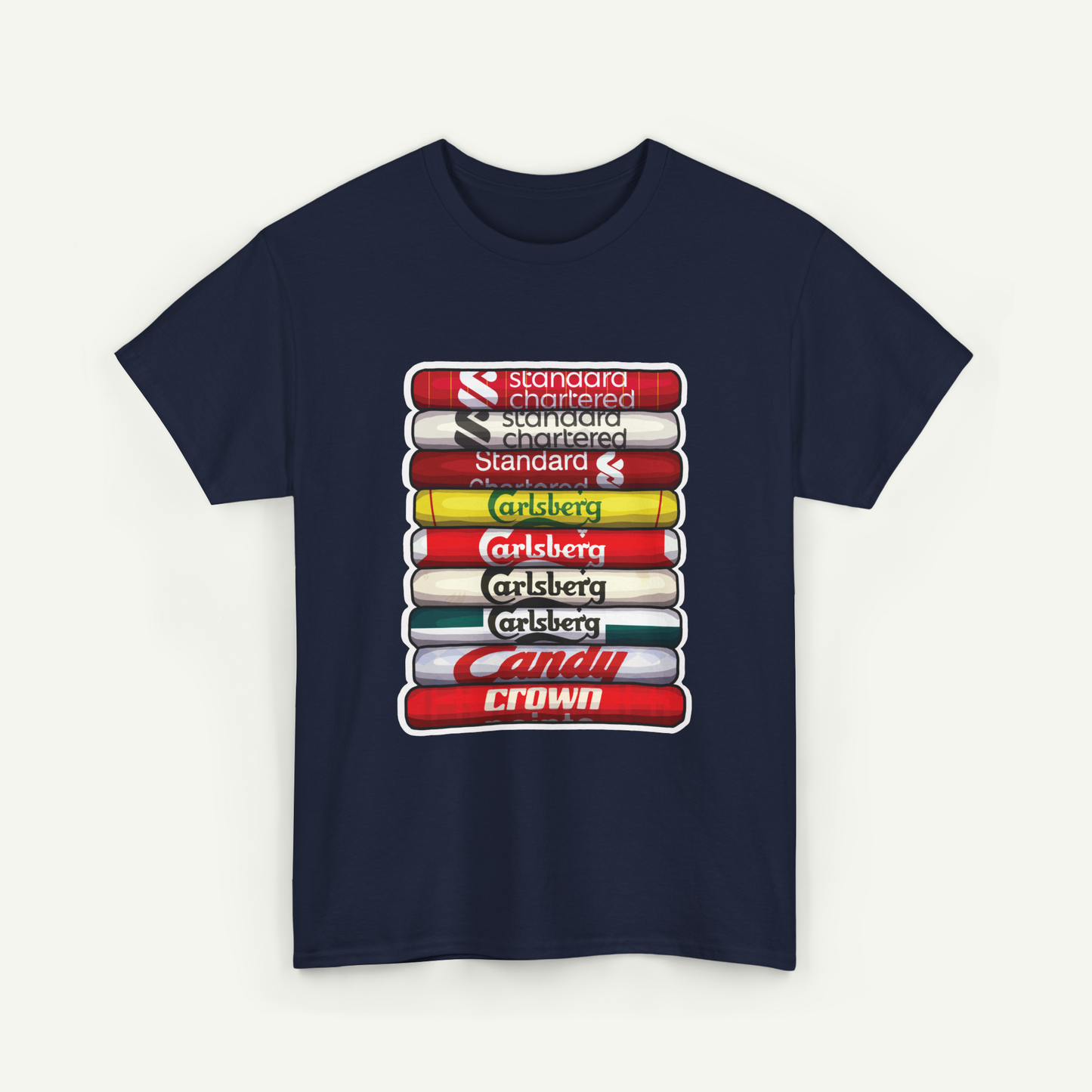 Liverpool Football Club Shirt Stack T-Shirt | KitStax Collection | Retro Football Fan Gift