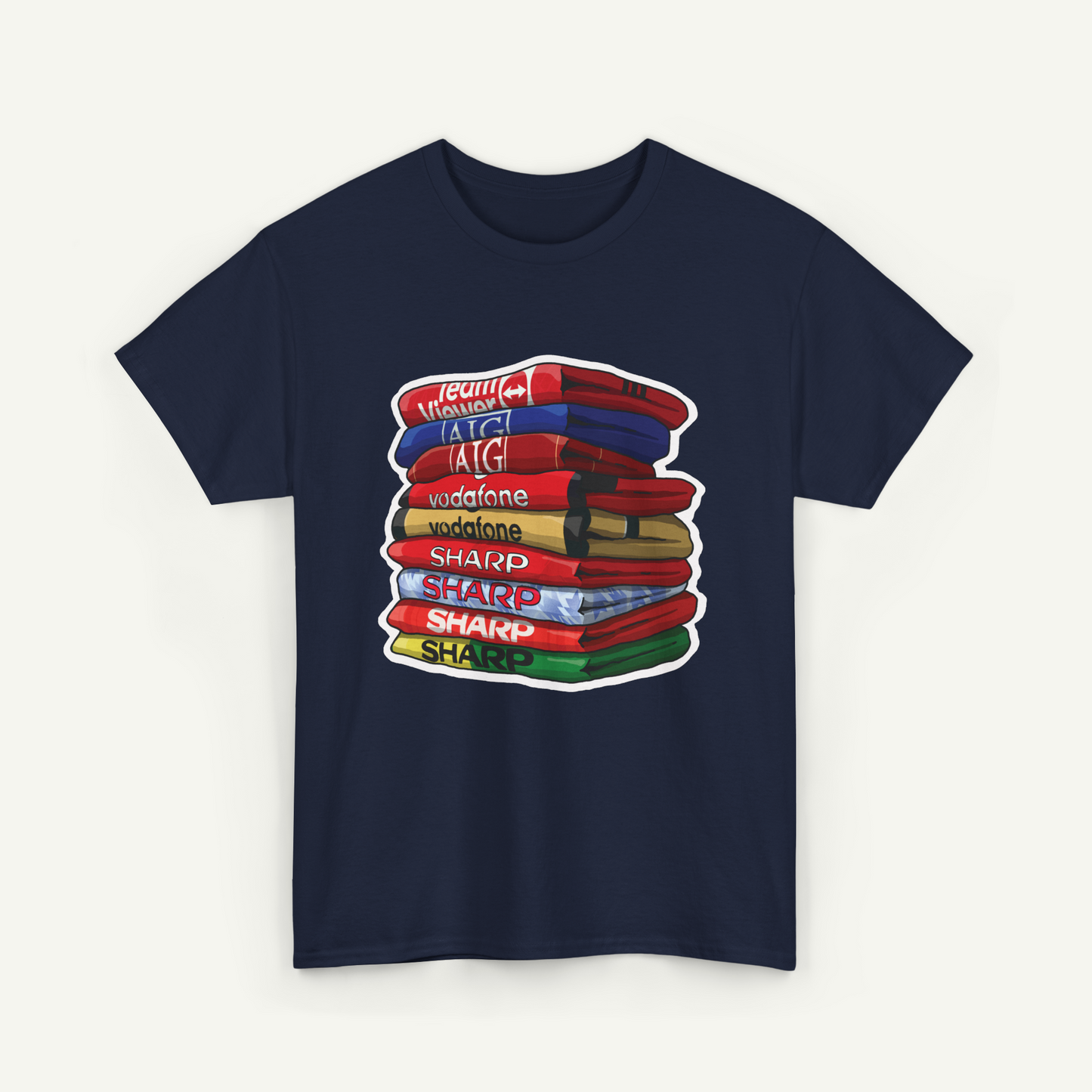 Manchester United Football Club Shirt Stack T-Shirt | KitStax Collection | Retro Football Fan Gift