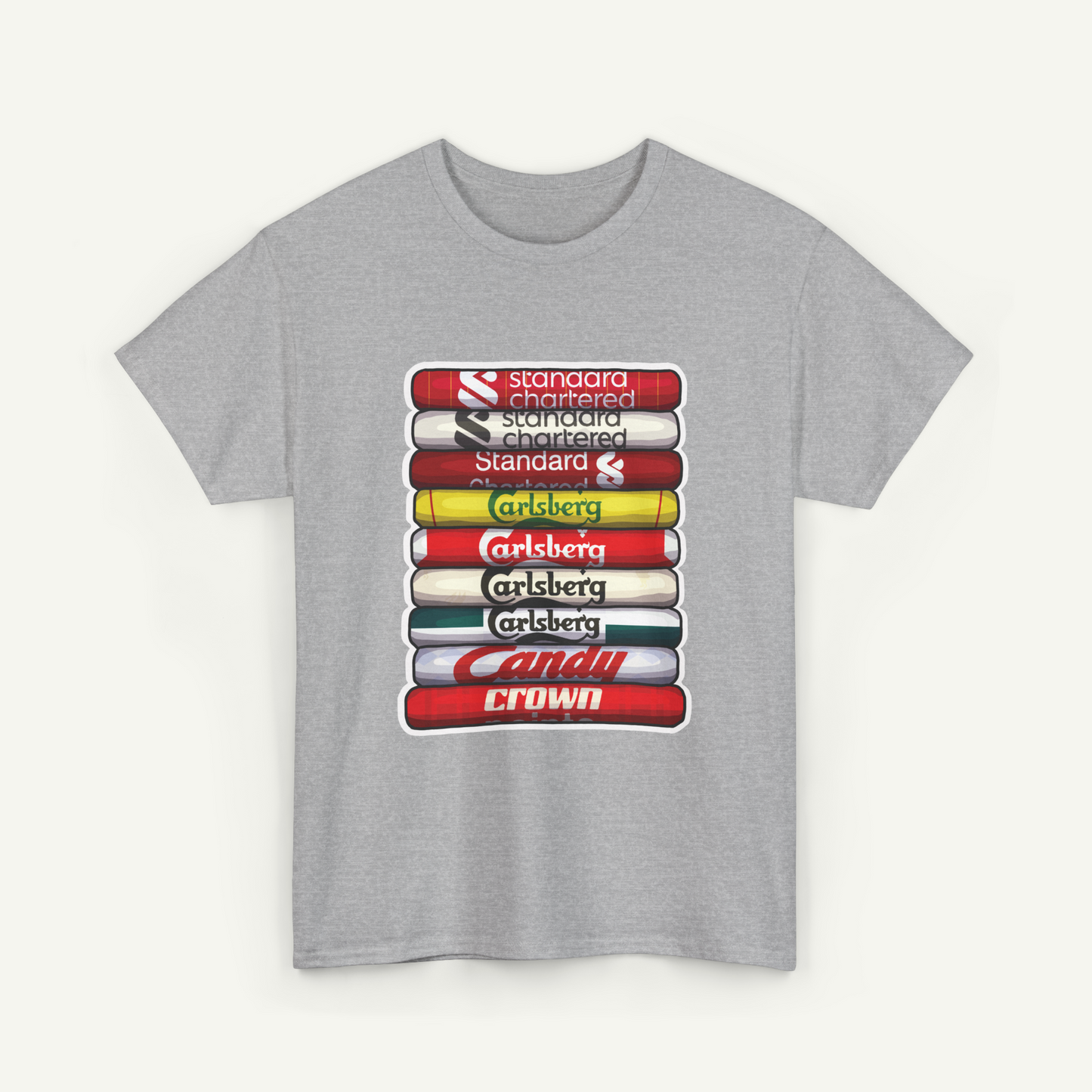 Liverpool Football Club Shirt Stack T-Shirt | KitStax Collection | Retro Football Fan Gift