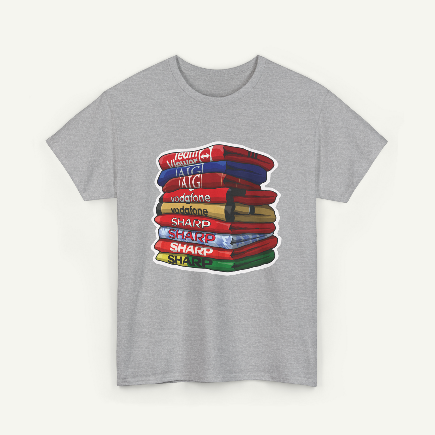 Manchester United Football Club Shirt Stack T-Shirt | KitStax Collection | Retro Football Fan Gift