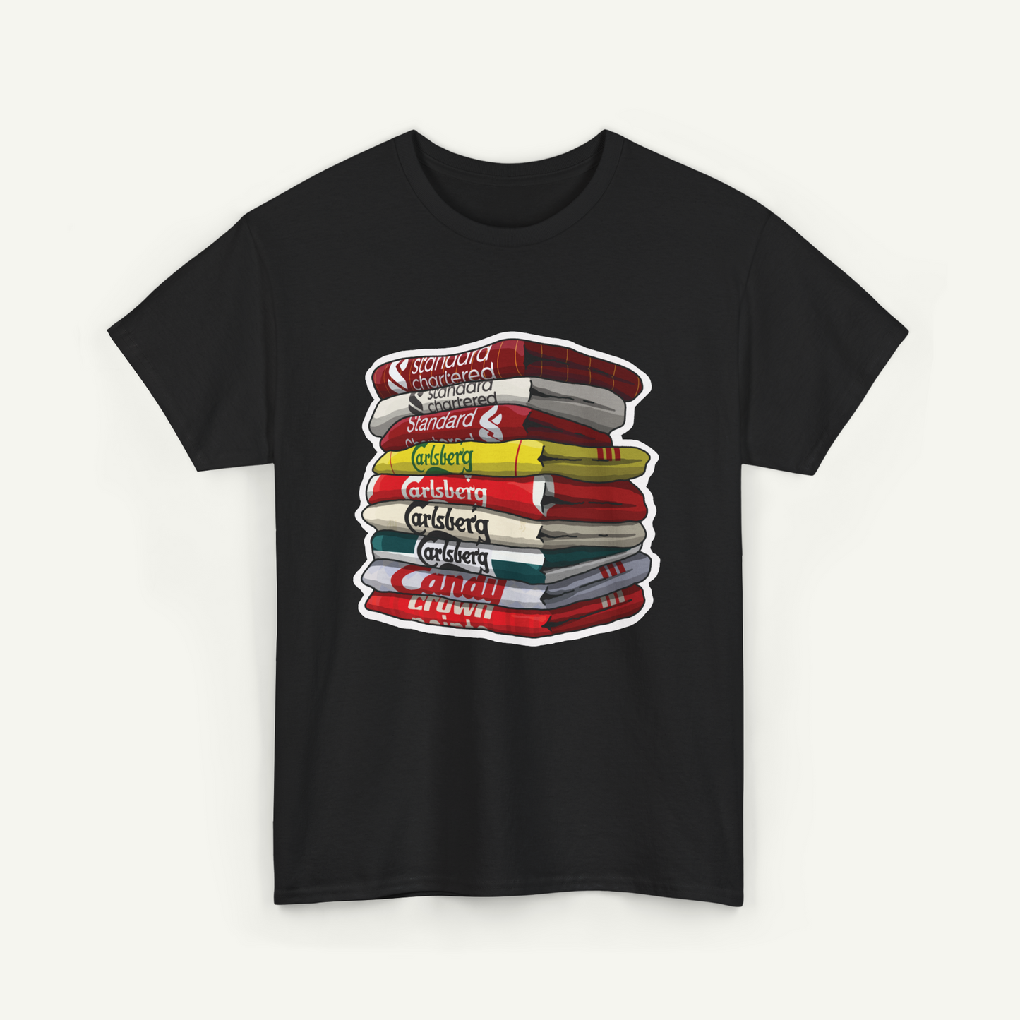 Liverpool Football Club Shirt Stack T-Shirt | KitStax Collection | Retro Football Fan Gift