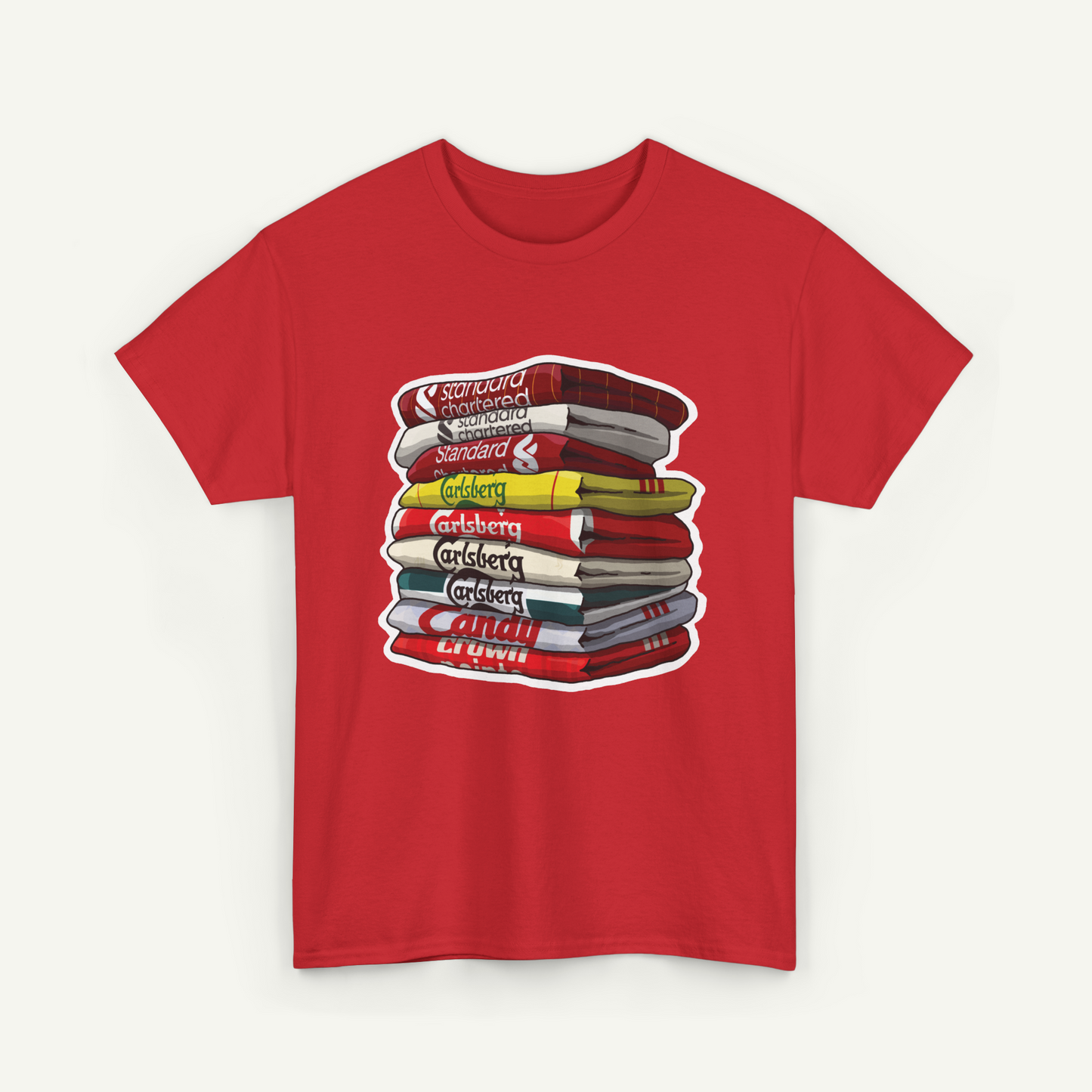 Liverpool Football Club Shirt Stack T-Shirt | KitStax Collection | Retro Football Fan Gift