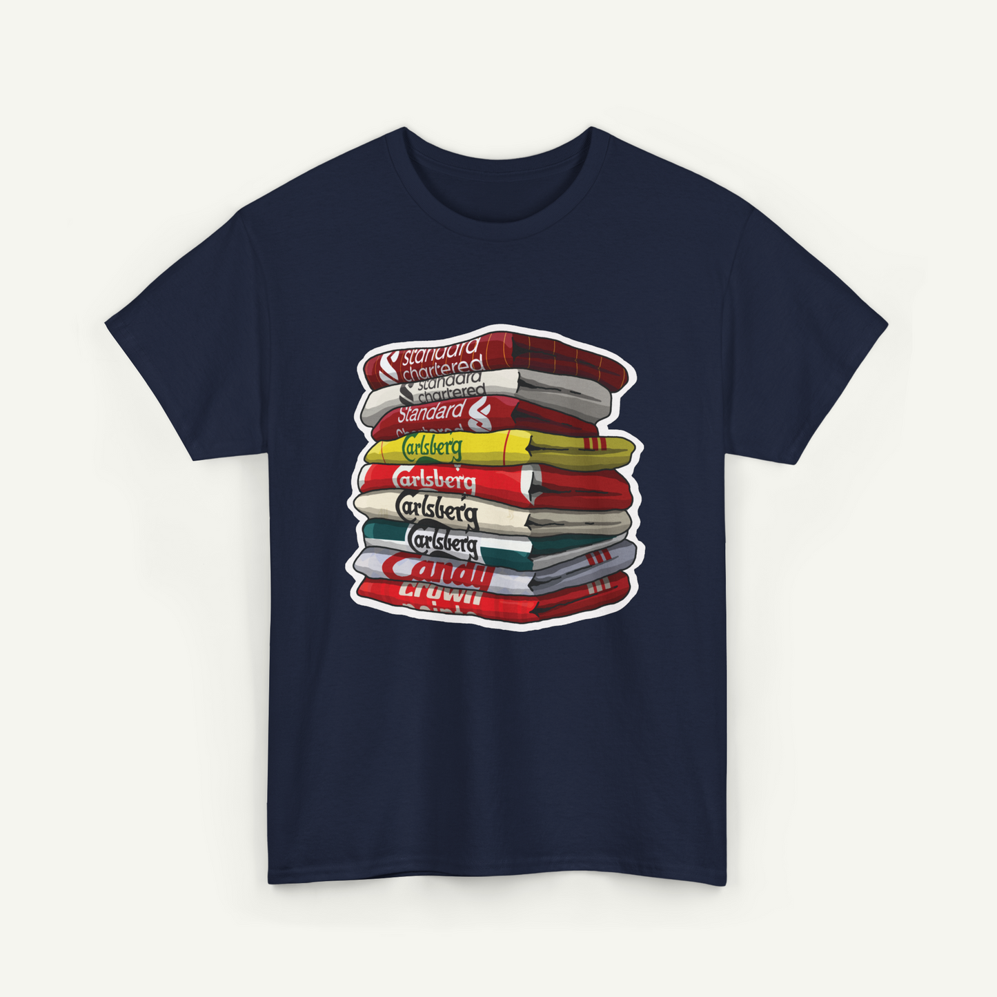 Liverpool Football Club Shirt Stack T-Shirt | KitStax Collection | Retro Football Fan Gift