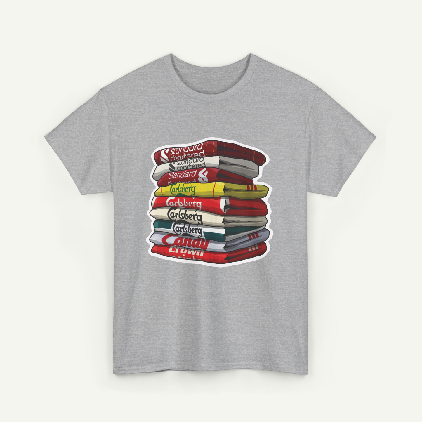 Liverpool Football Club Shirt Stack T-Shirt | KitStax Collection | Retro Football Fan Gift