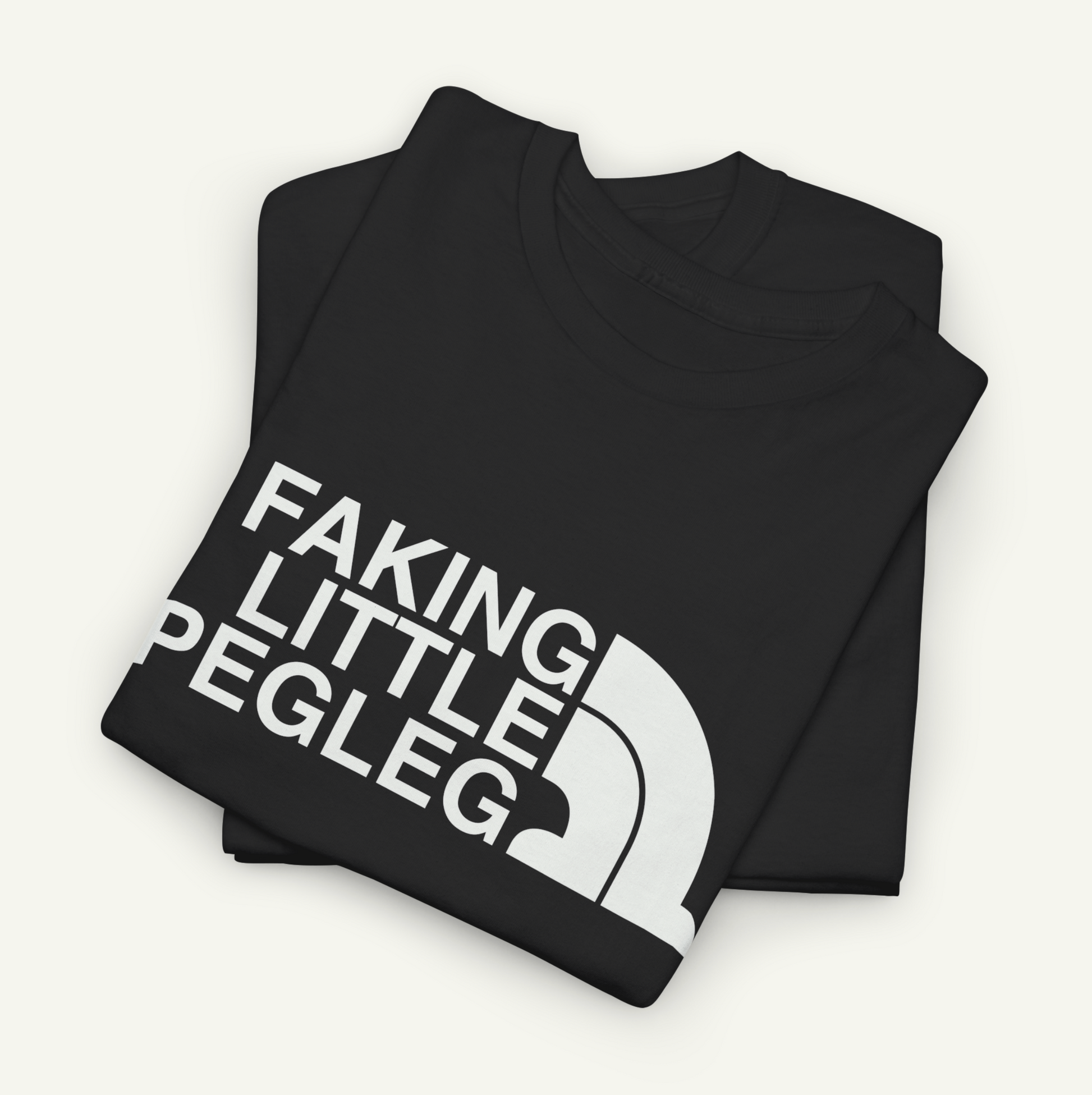 A black t-shirt with white text printed on it.