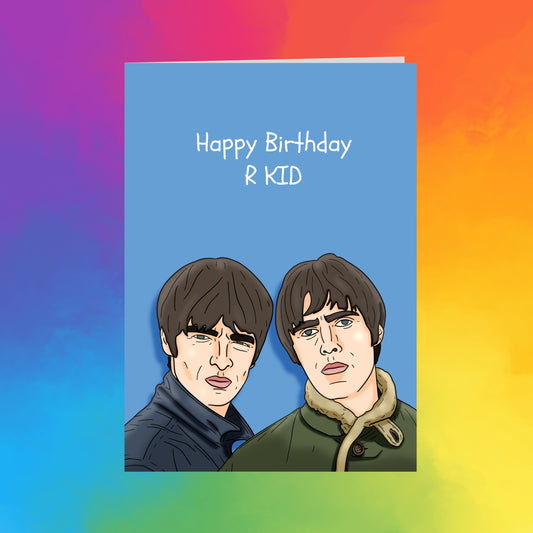 two cartoon-style portraits of two men, with a colorful background.
